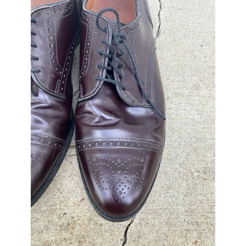 Allen Edmonds Sanford Burgundy Cap-Toe  Derby size 12 B Mens Dress Shoes Cherry